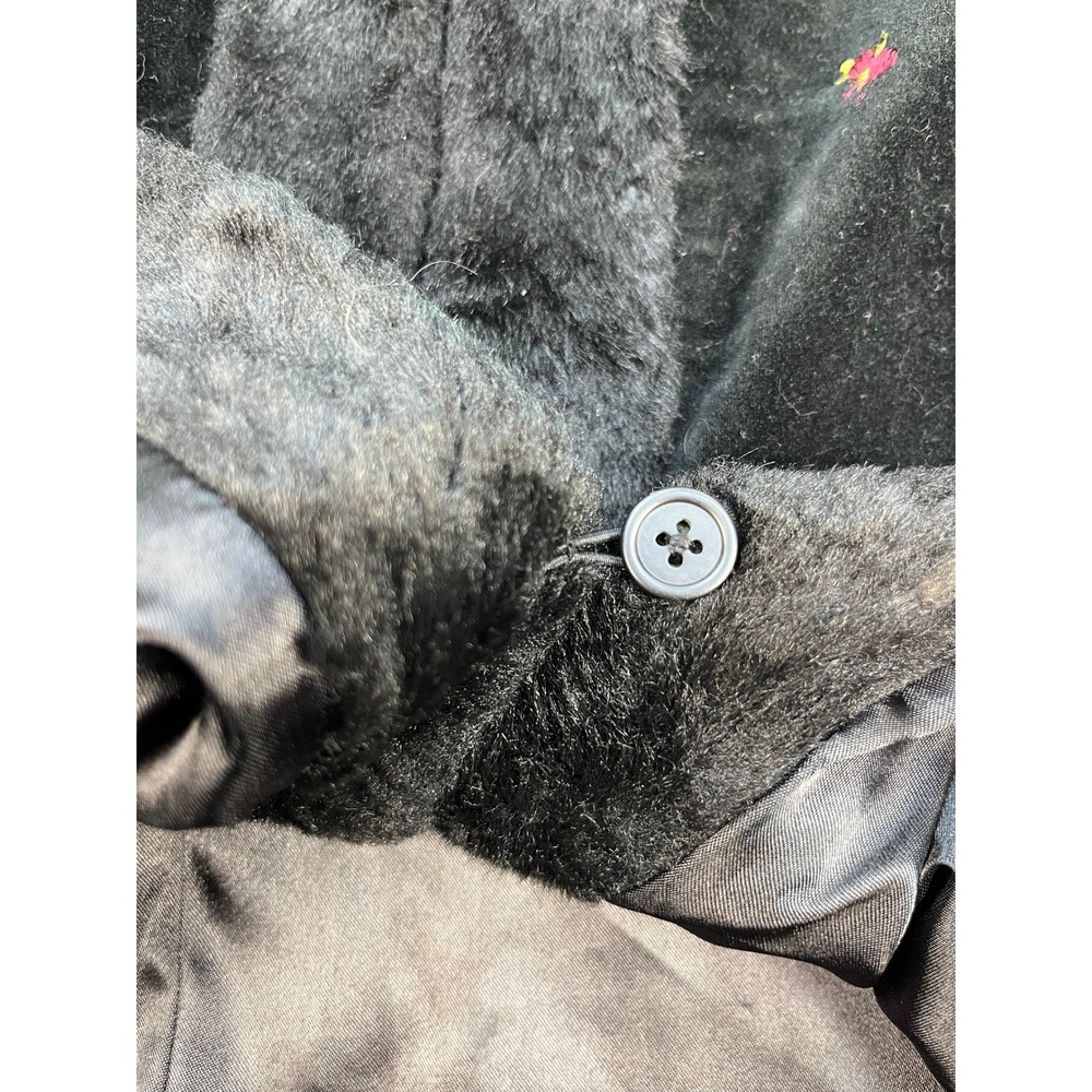 Vintage Gymboree Holiday Magic Velvet Faux Fur Embroidered Coat Girls Size 9 - Picture 12 of 14